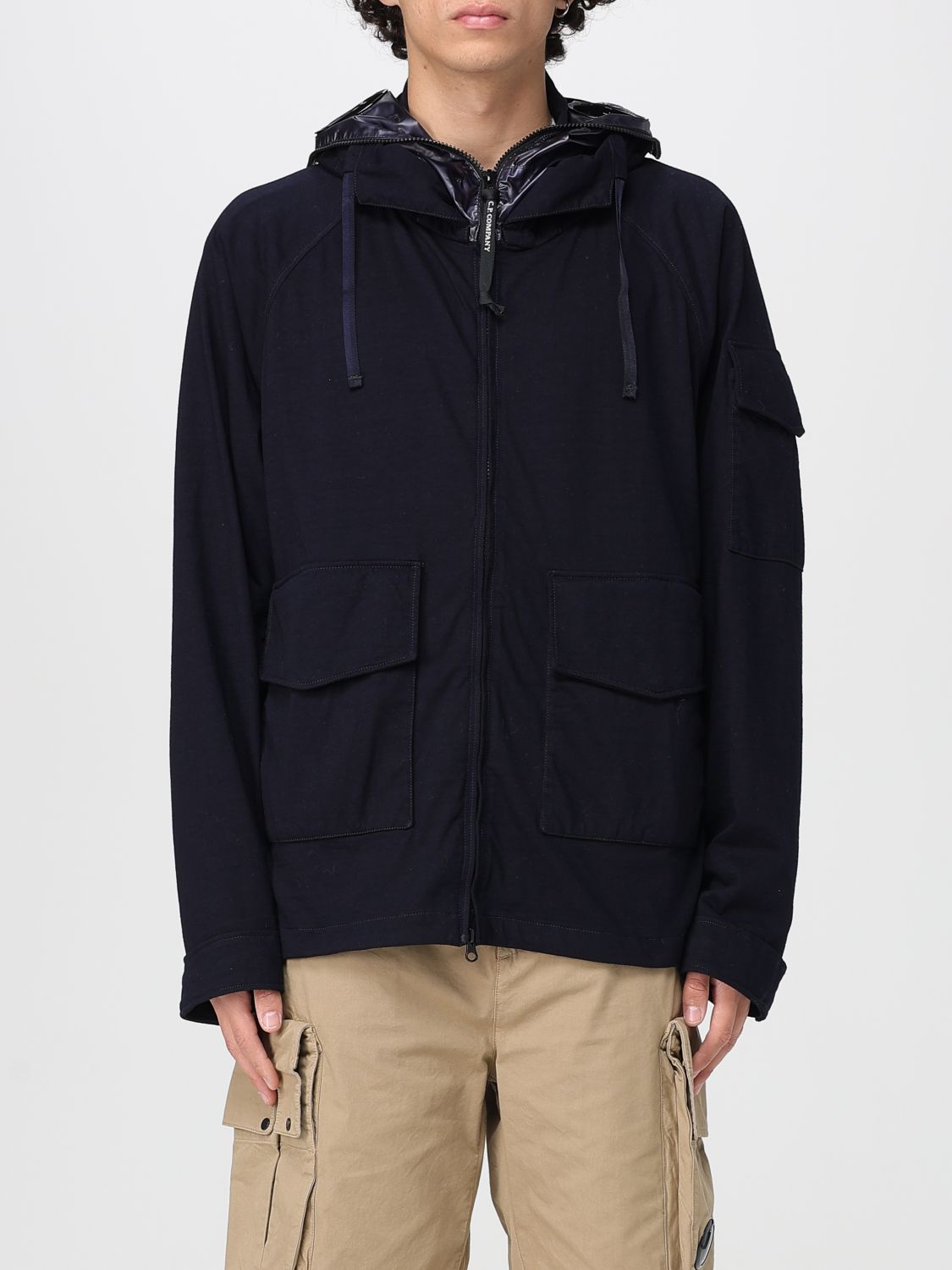 C.p. Company Hooded Jacket With Flap Pockets And Adjustable Cuffs In Black
