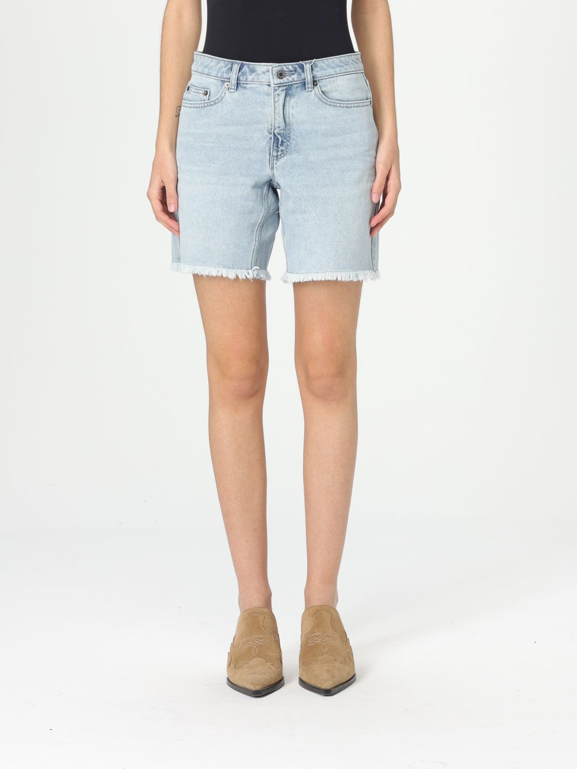 Shop Michael Kors Short  Woman Color Denim In デニム