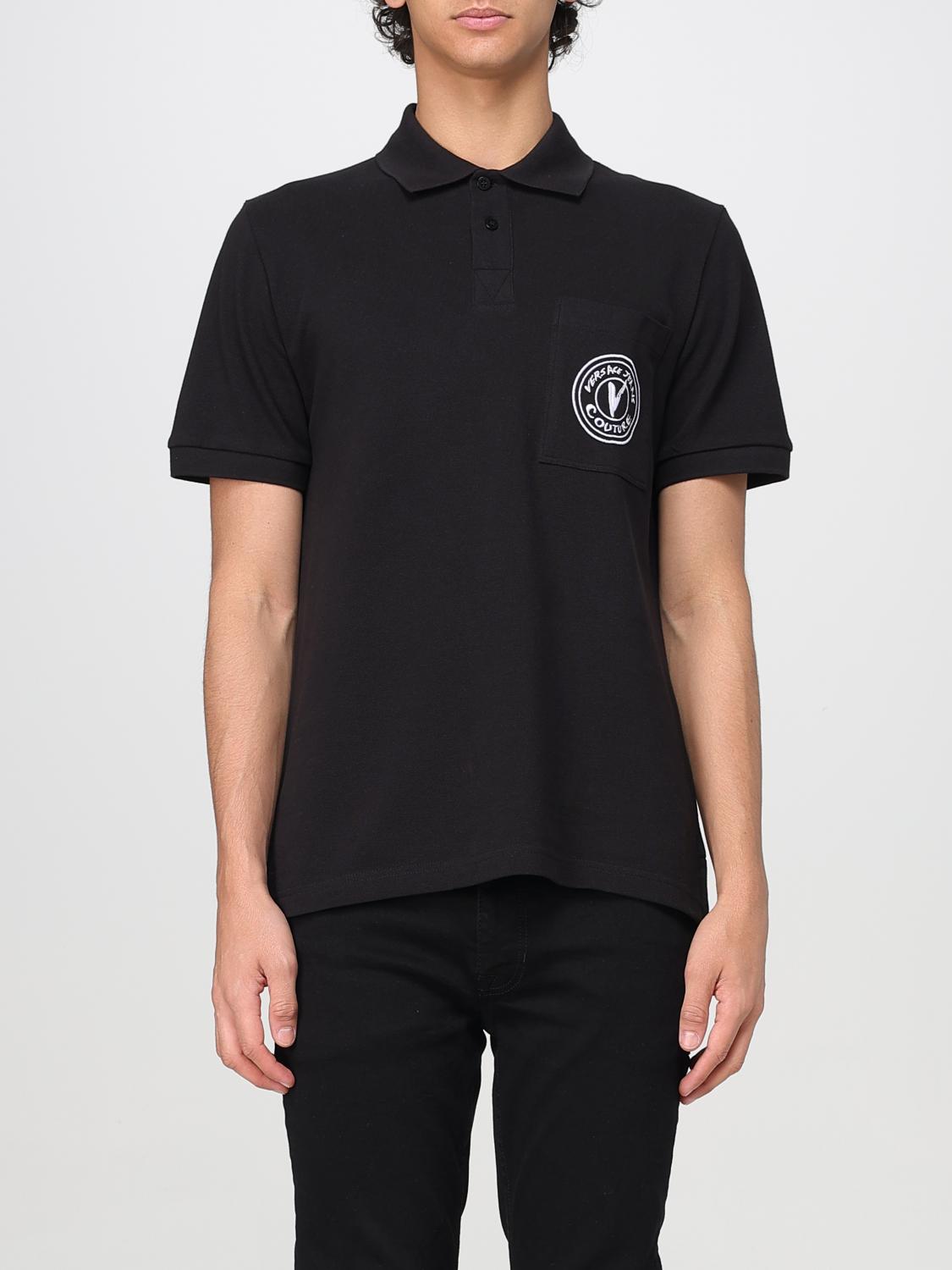 VERSACE JEANS COUTURE Polo Shirt Men color Black　VERSACE JEANS COUTURE ポロシャツ メンズ カラー ブラック VERSACE