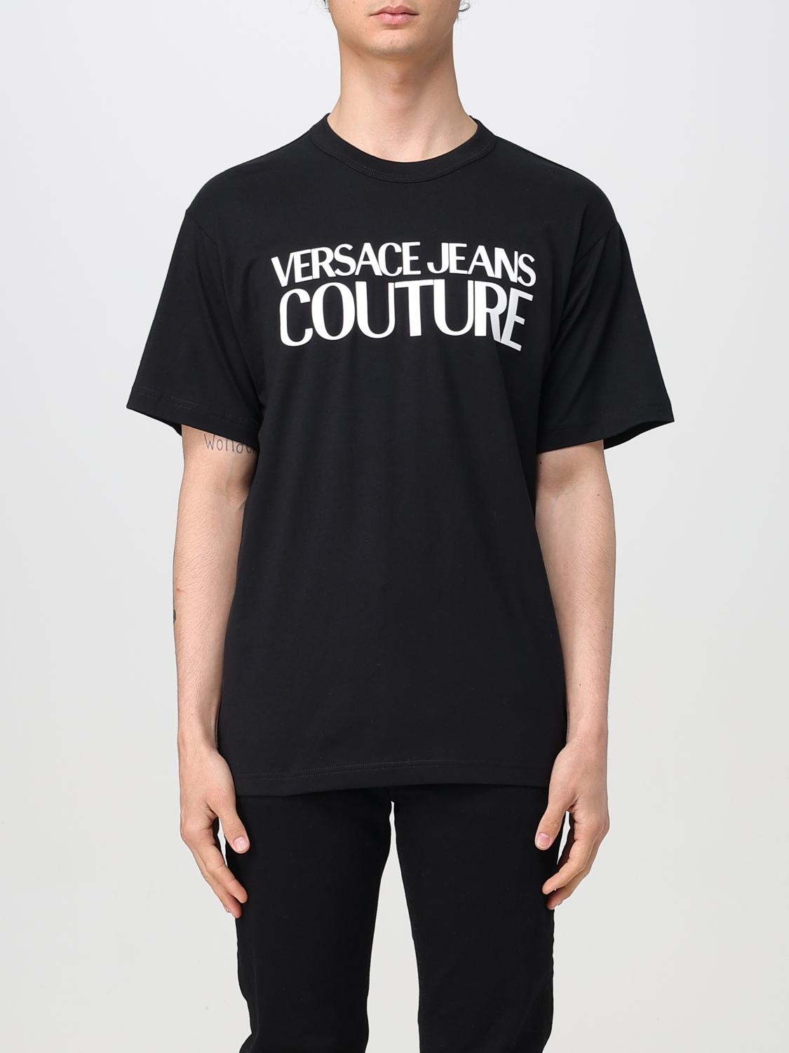 VERSACE JEANS COUTURE T-Shirt Men color Black　VERSACE JEANS COUTURE Tシャツ メンズ カラー ブラック VERSACE