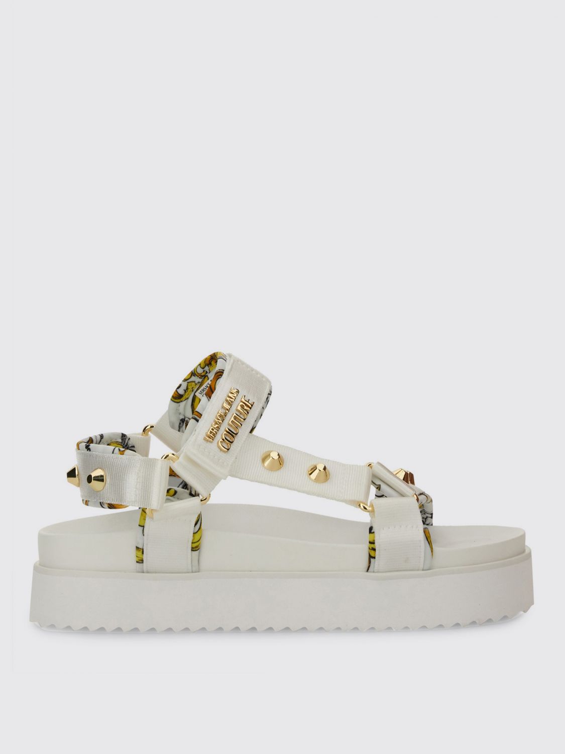 Shop Versace Jeans Couture Flat Sandals Woman Color White