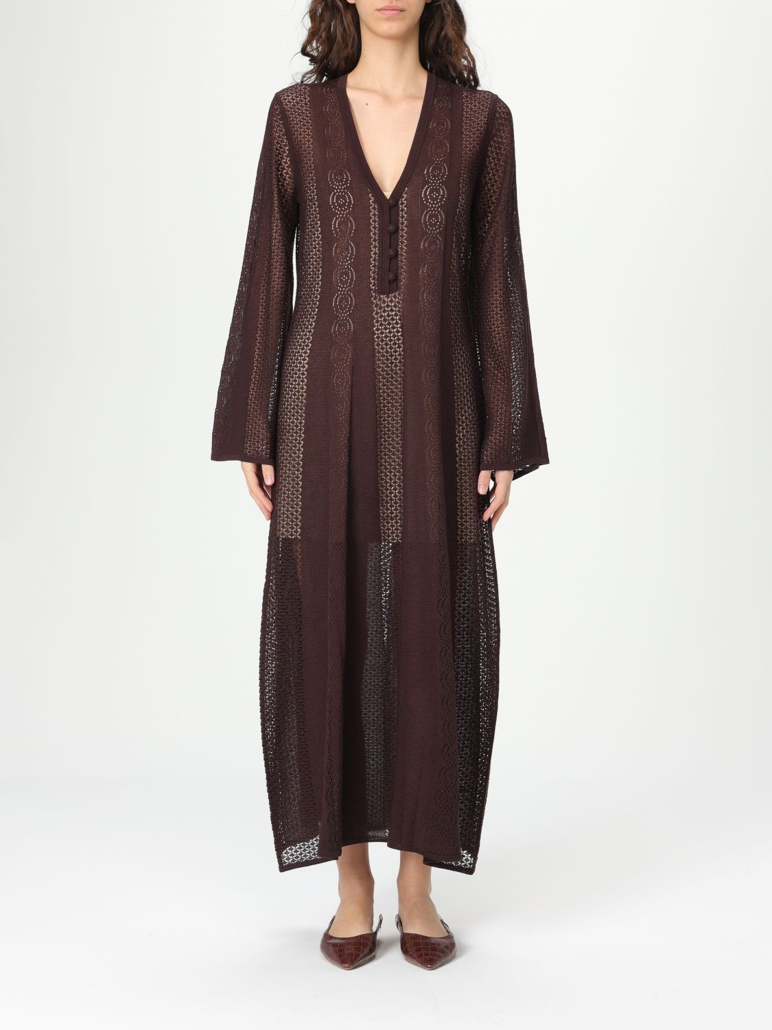 Shop Twinset Dress Woman Color Coffee