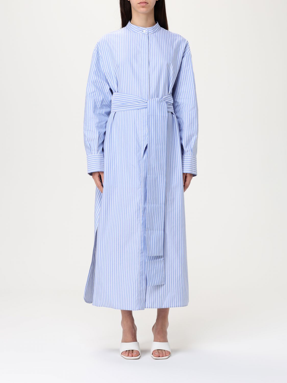 S Max Mara Celeste Oxford Cotton Shirt Dress In Blue