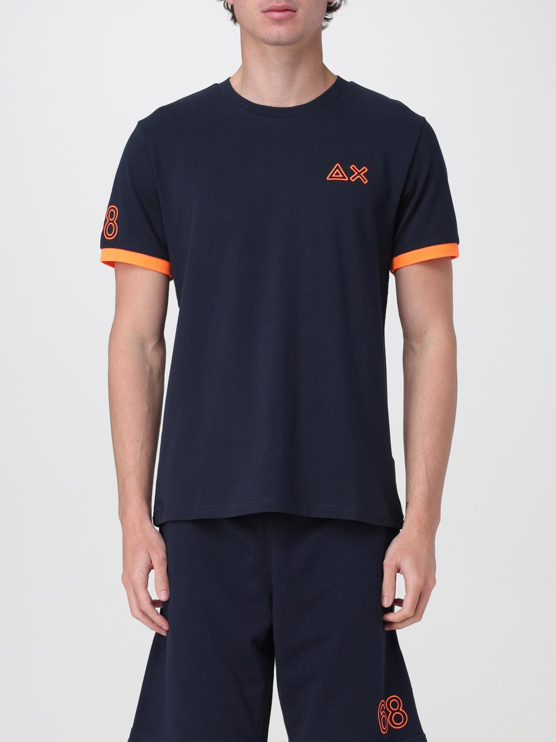 Sun 68 Contrasting-trim T-shirt In Navy