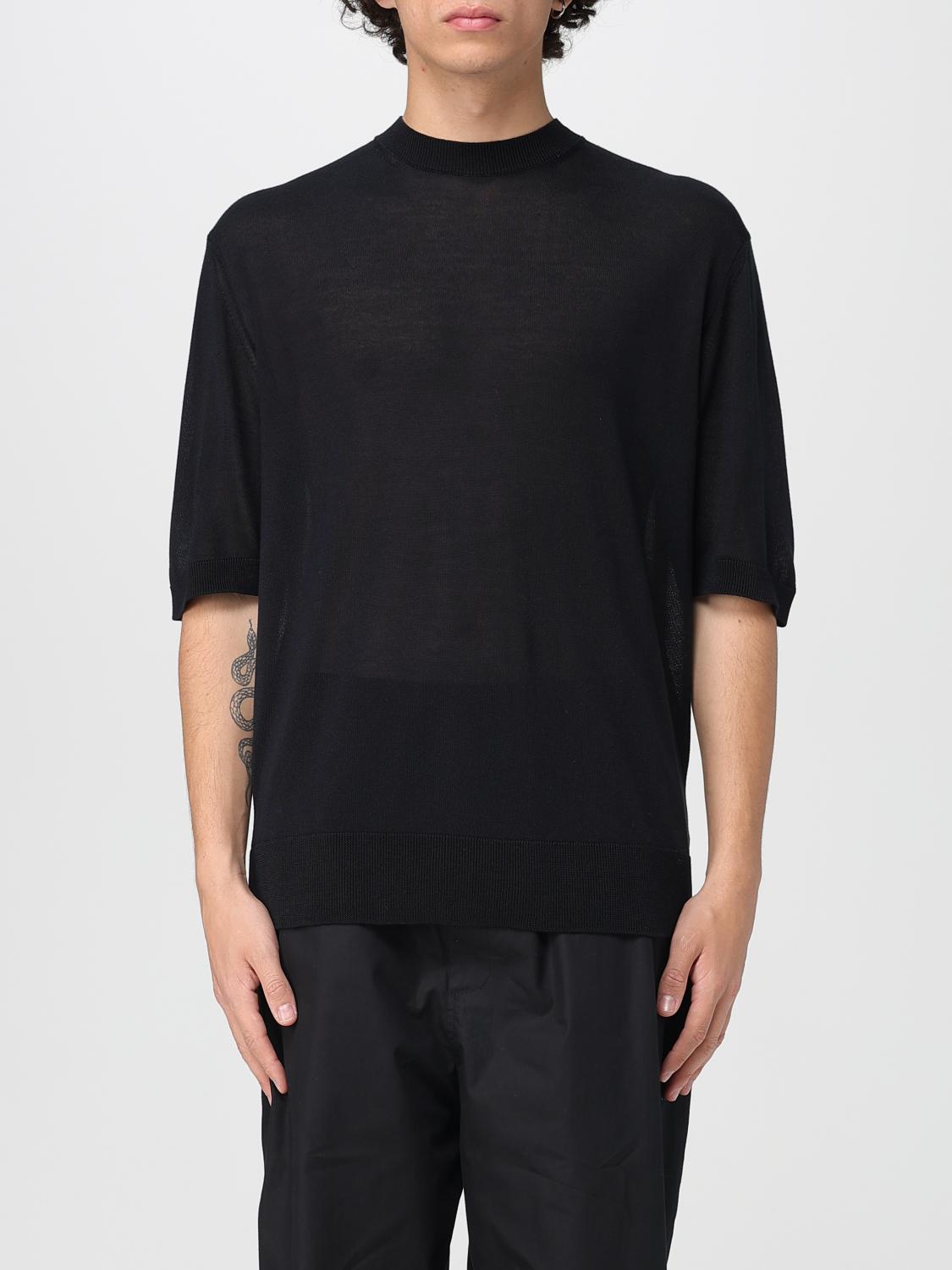 Laneus Black Cotton-blend Crew-neck T-shirt