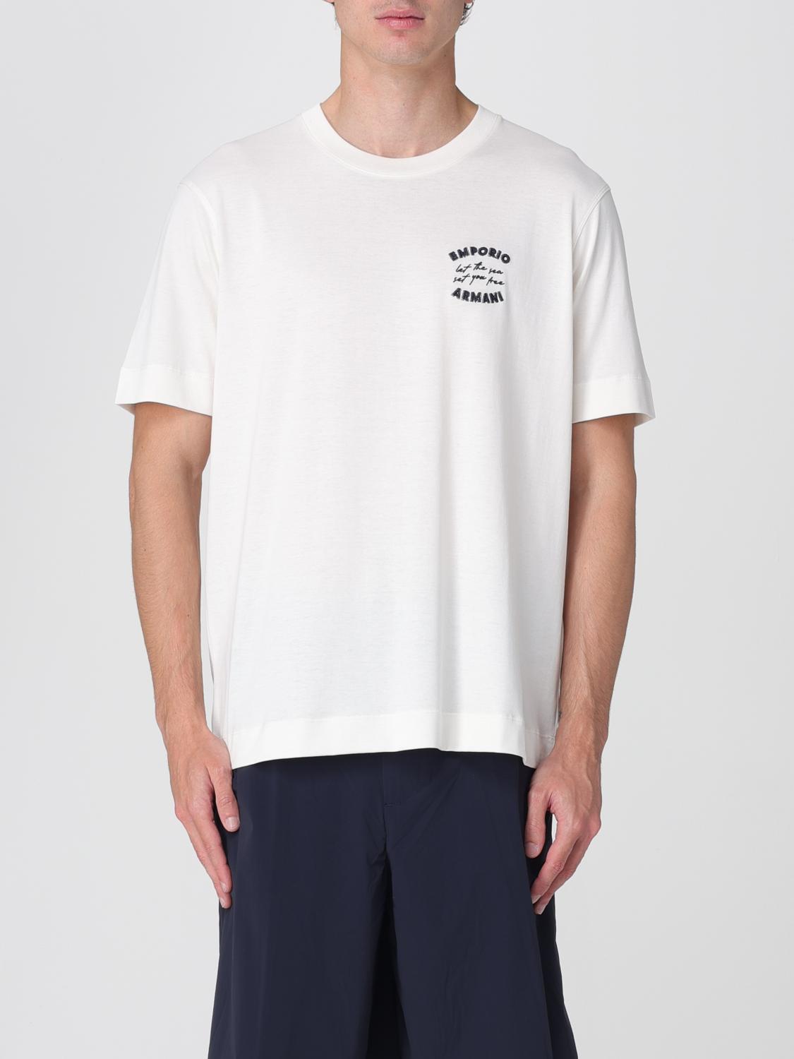 Emporio Armani Asv Jersey T-shirt With ‘let The Sea Set You Free' Embroidery