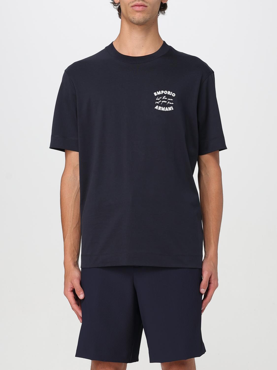 Emporio Armani Asv Jersey T-shirt With ‘let The Sea Set You Free' Embroidery