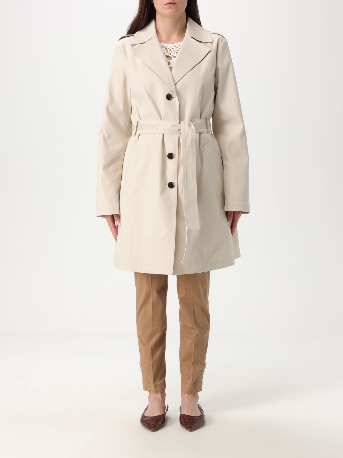 Liu •jo Trench Coat Liu Jo Woman Color Natural In Natural