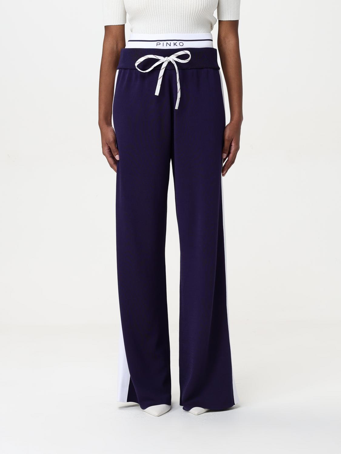 Pinko Multicolor Viscose Blend Wide Leg Trousers In Blue