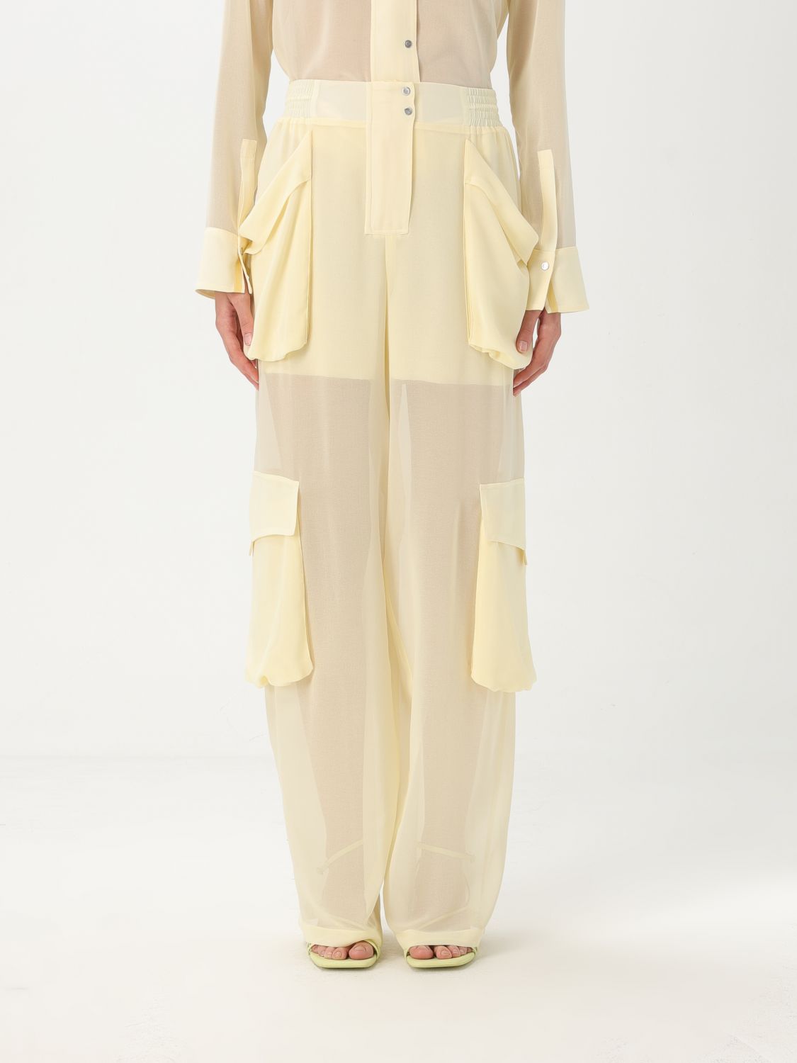 Pinko Sottocasa Trousers Made Of Polyester. In Yellow