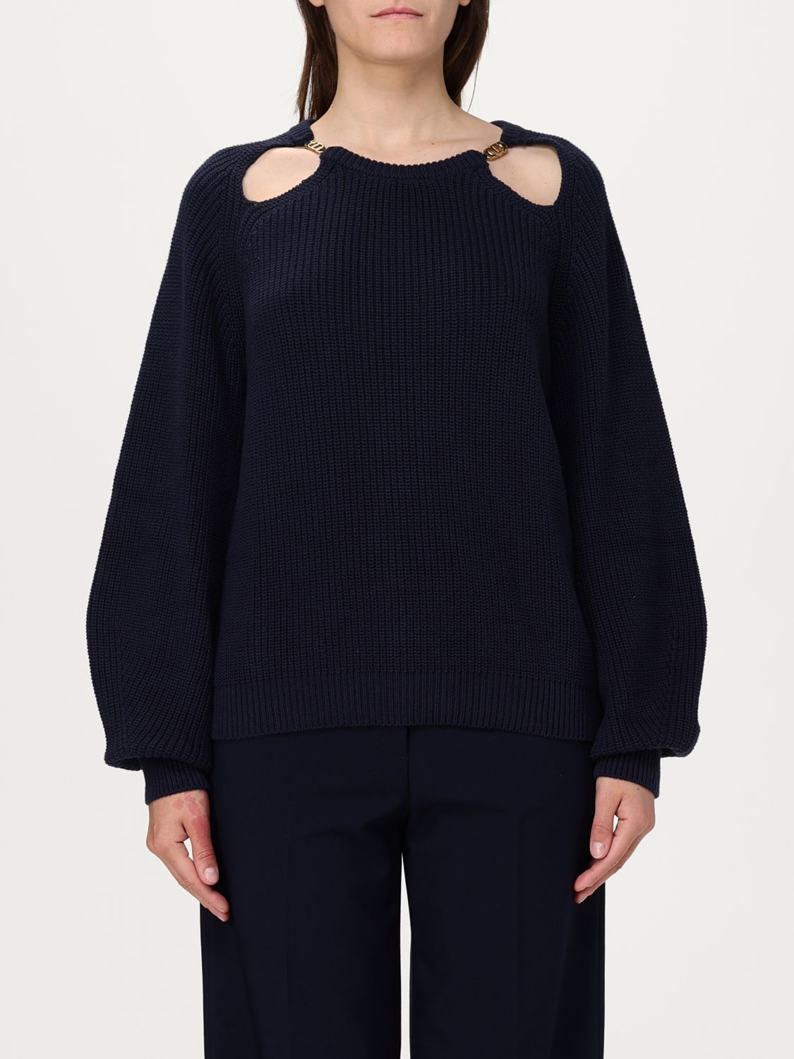 Twinset Sweater Woman Color Navy In Black