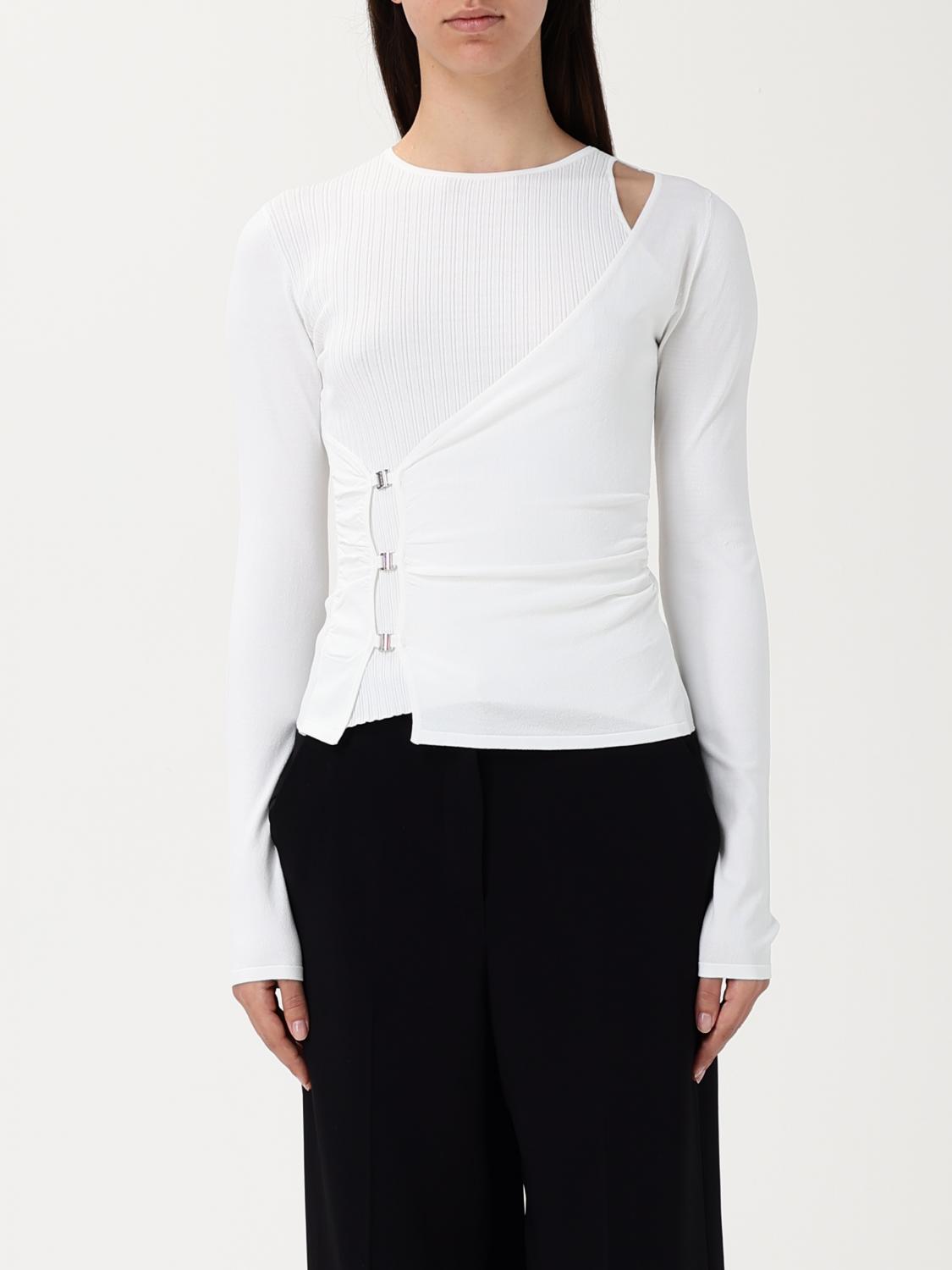 Pinko Round Neck Asymmetric Top In White