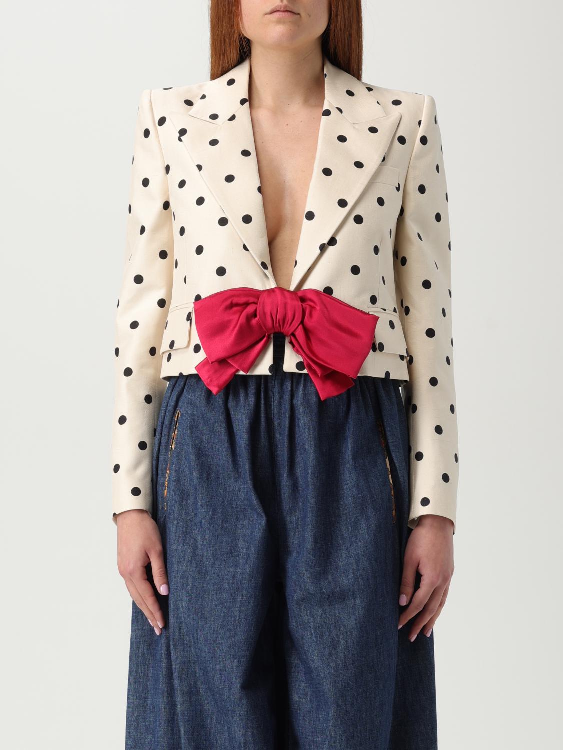 Valentino Bow-embellished Polka-dot Silk-shantung Jacket