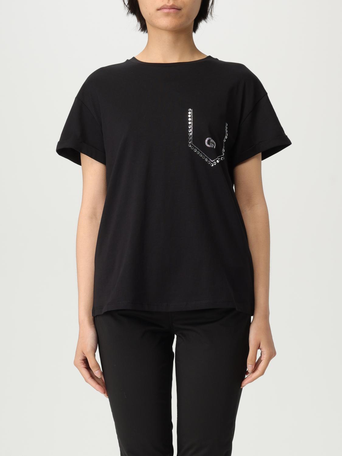 Liu •jo Black T-shirt With A Pocket Embellished