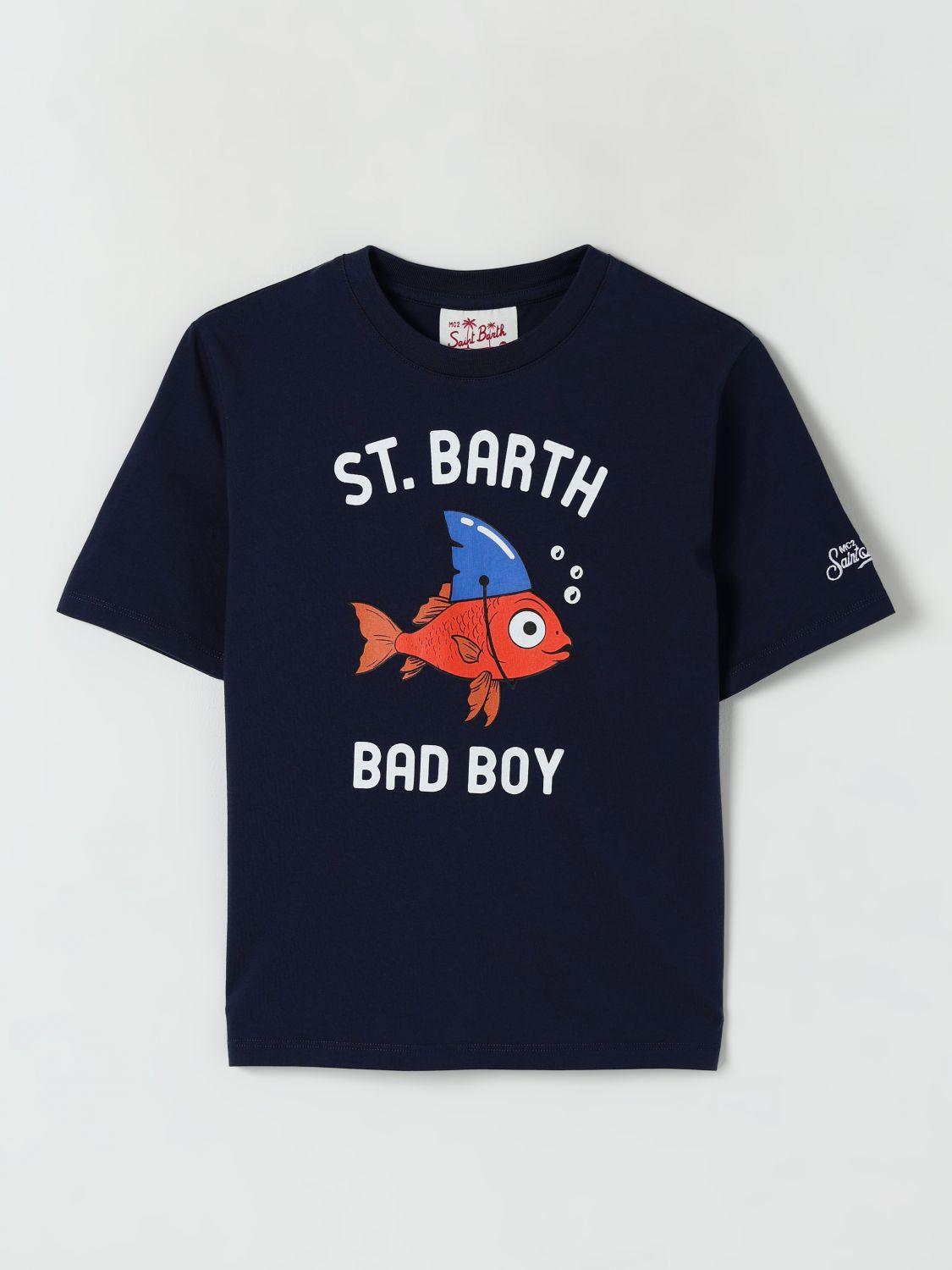Mc2 Saint Barth Blue T-shirt For Boy With Glodfish
