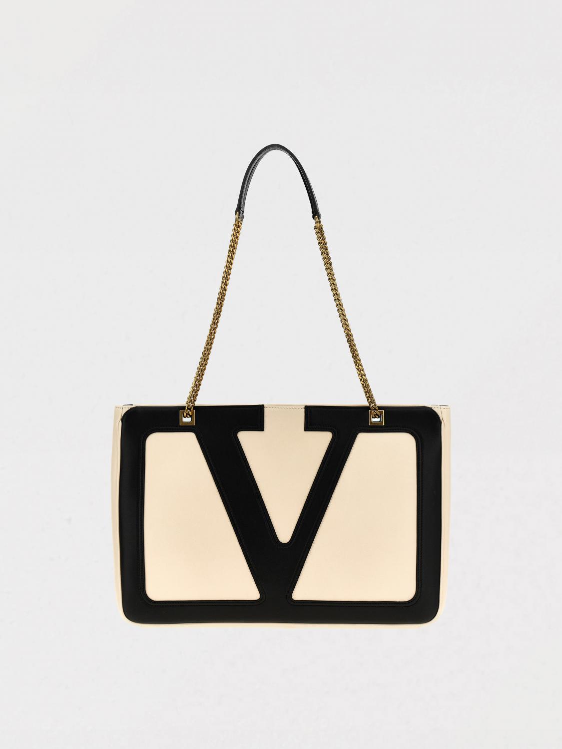 Valentino Large White Chain Tote Bag In White