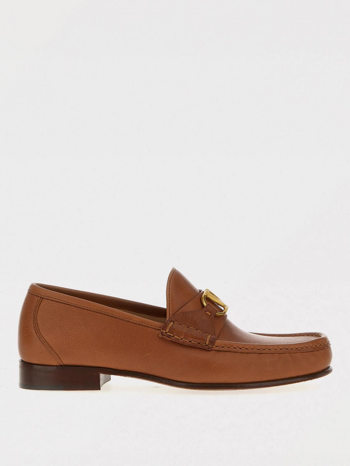 Valentino Garavani Men Vlogo Signature Leather Loafers In Brown