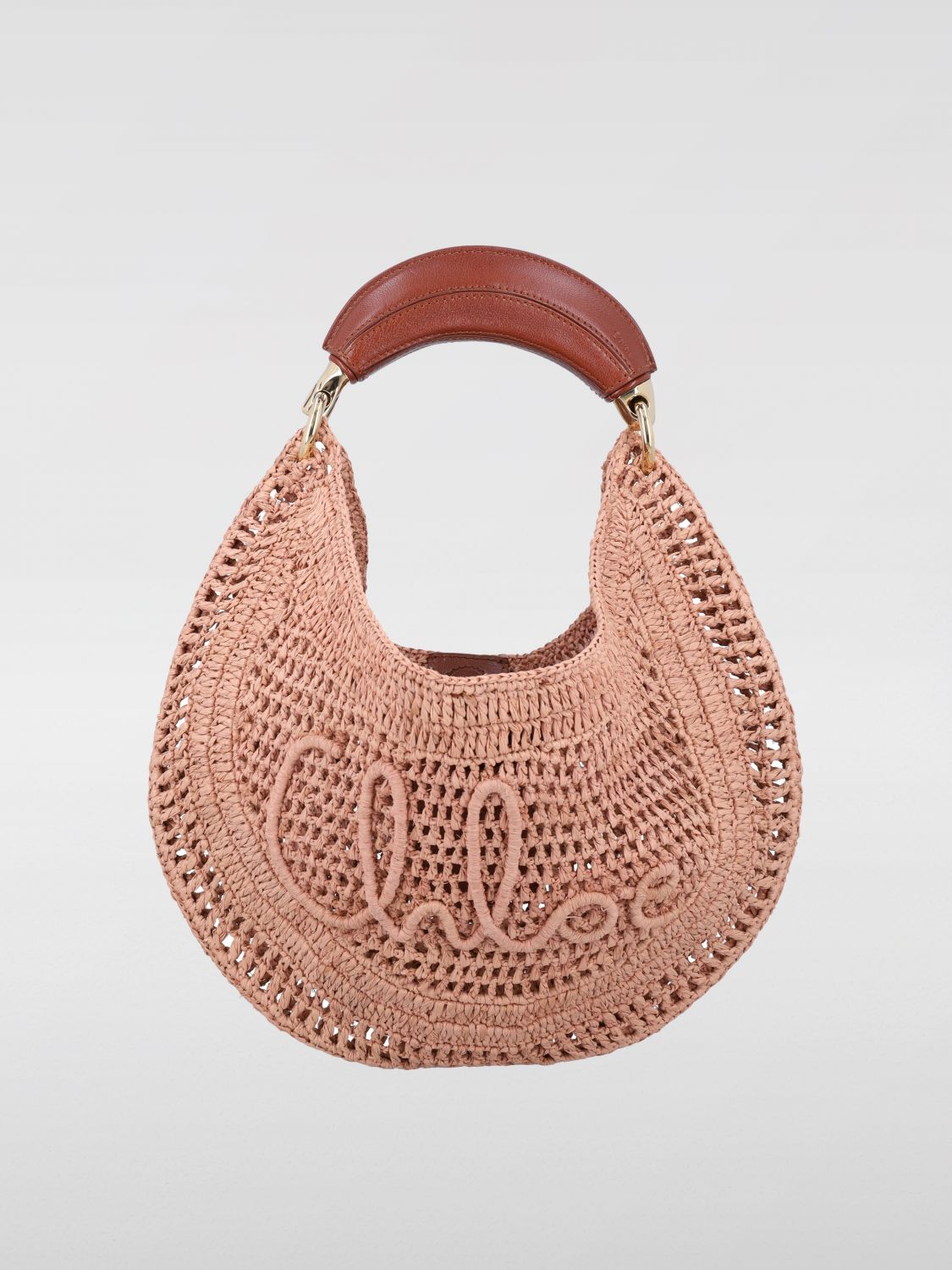 Chloé Summer Banana Top-handle Bag In Crochet Fabric