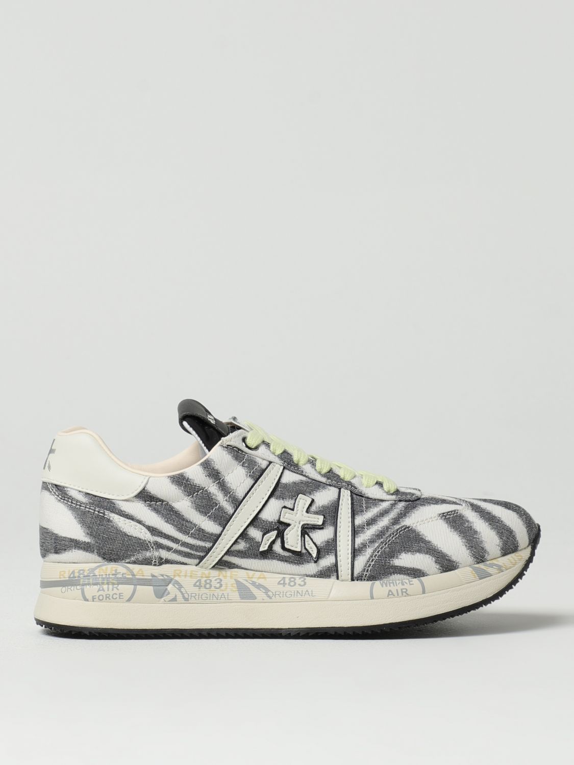 Premiata Low Top Zebra Print Sneakers In White