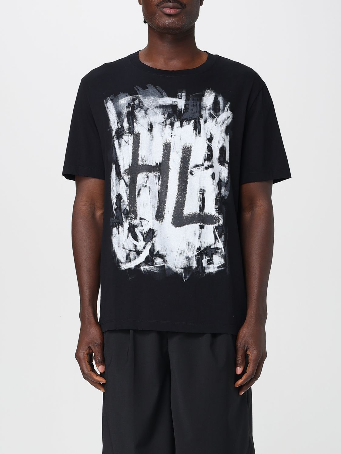 Helmut Lang Scribble Crew Neck Graphic Print Short Sleeves