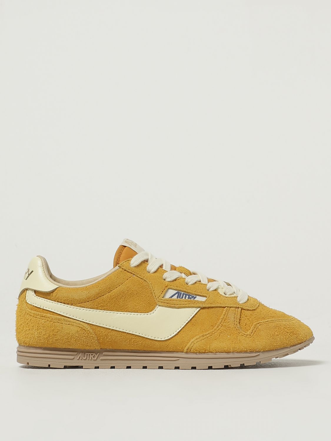 Autry 'windspin Low' Yellow Sneaker With Logo On The Side And On The Heel In Orange