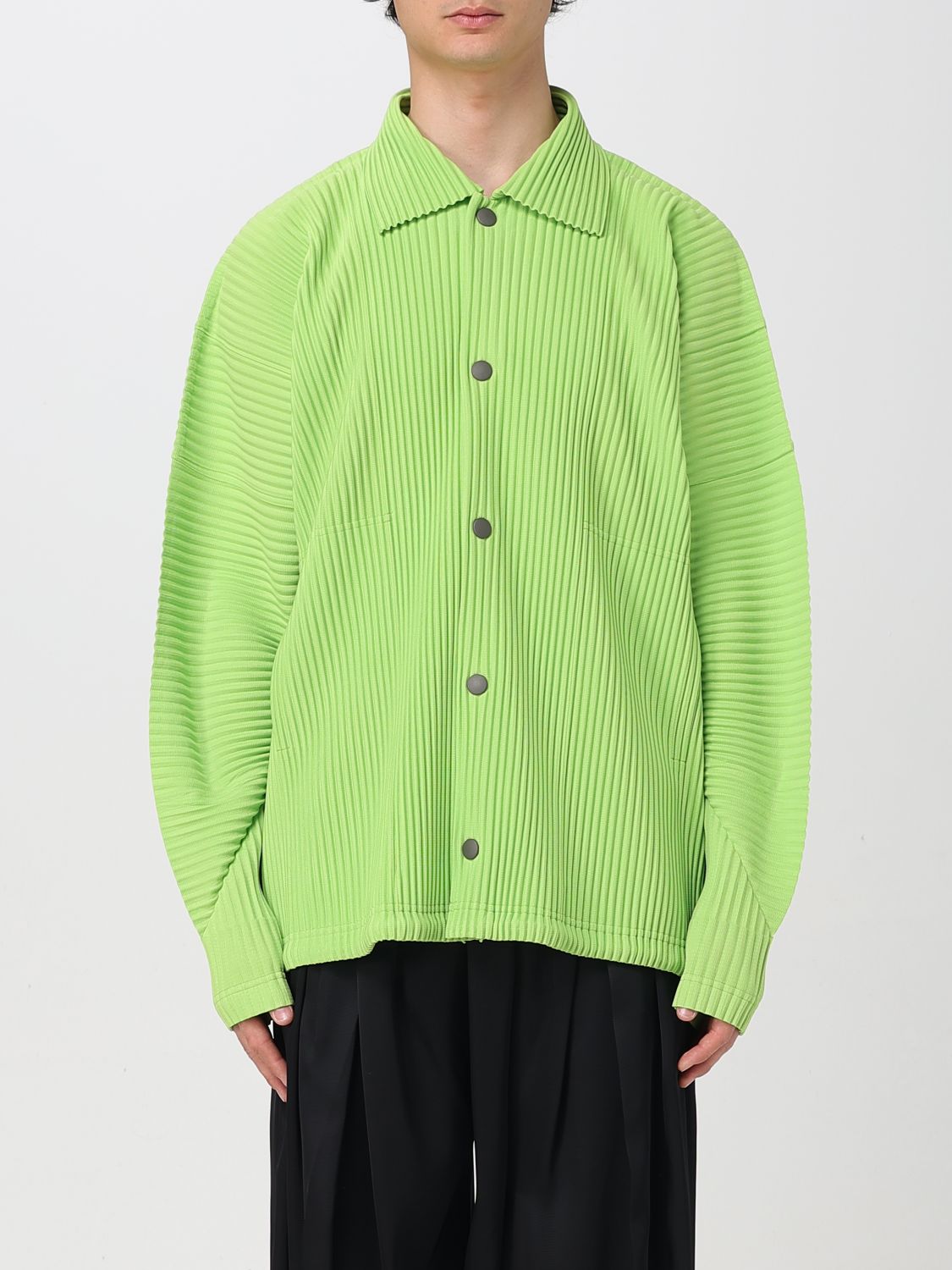 Shop Issey Miyake Shirt Homme Plisse'  Men Color Green