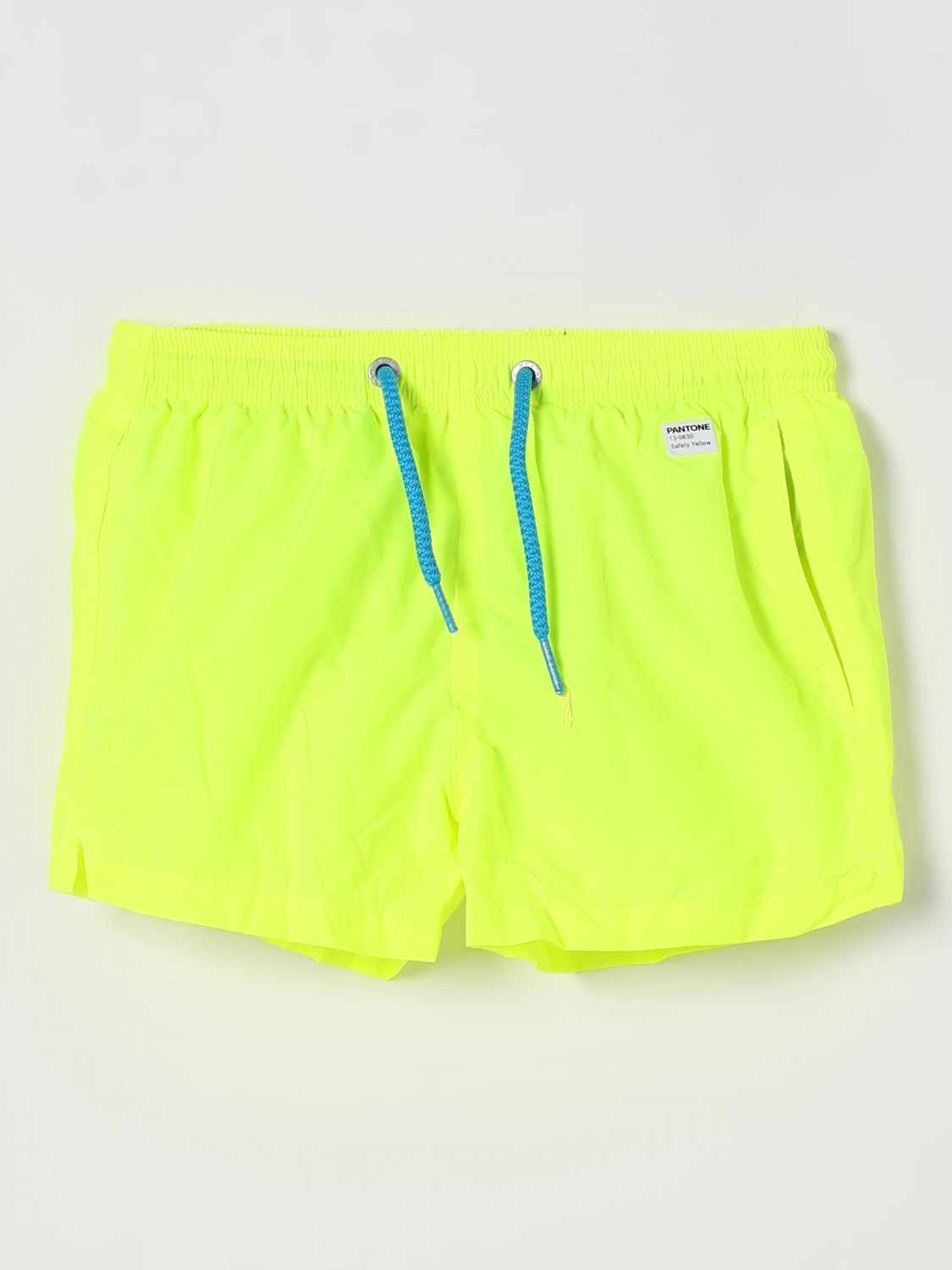 Mc2 Saint Barth Yellow Swim Short For Boy With Logo In Green