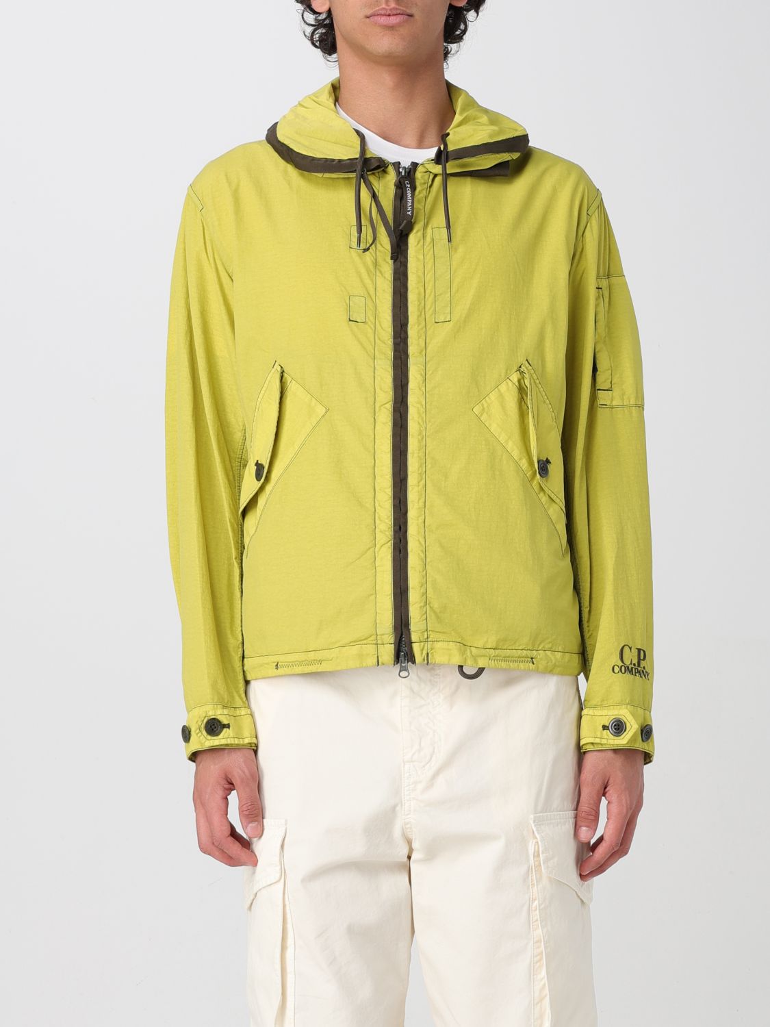 C.p. Company Avocado Green Jacket With Lapel Collar