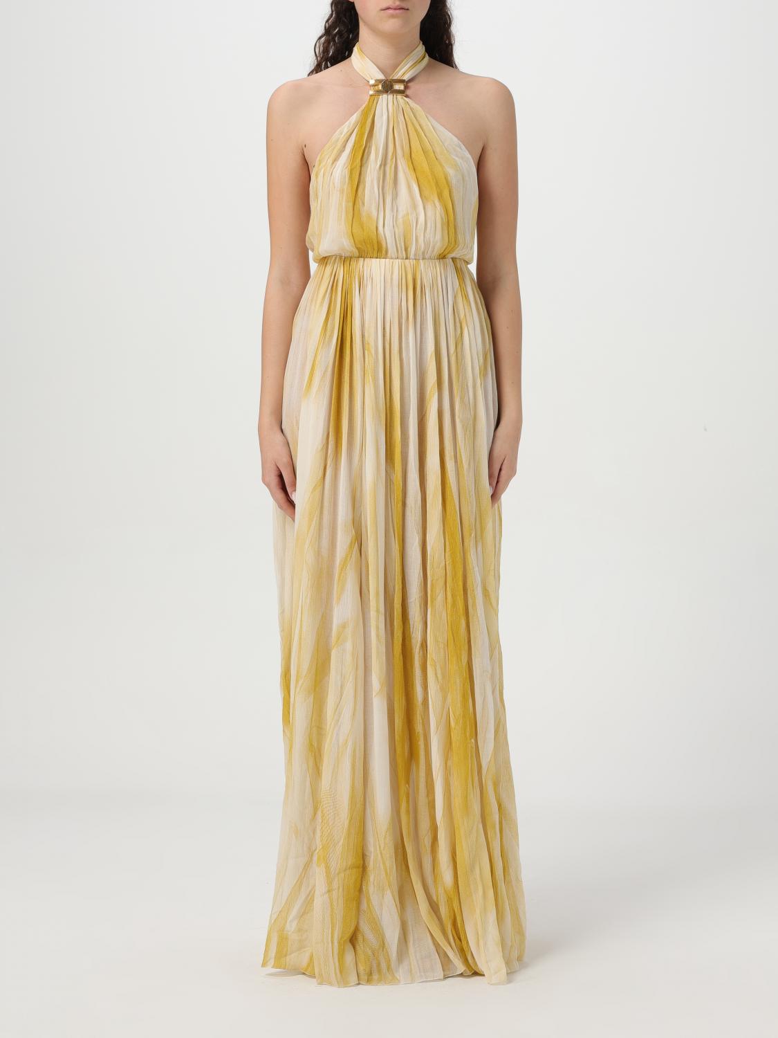 Elisabetta Franchi Midi Dress In Ivory