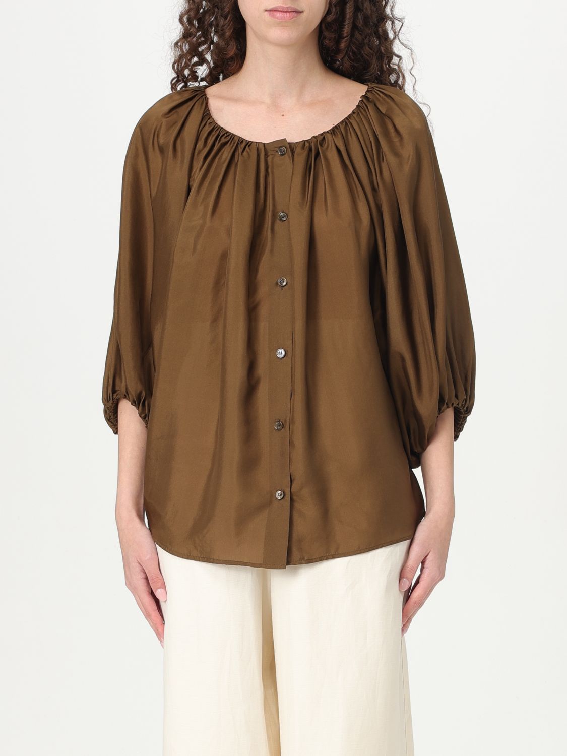Shop Philosophy Di Lorenzo Serafini Top Woman Color Brown
