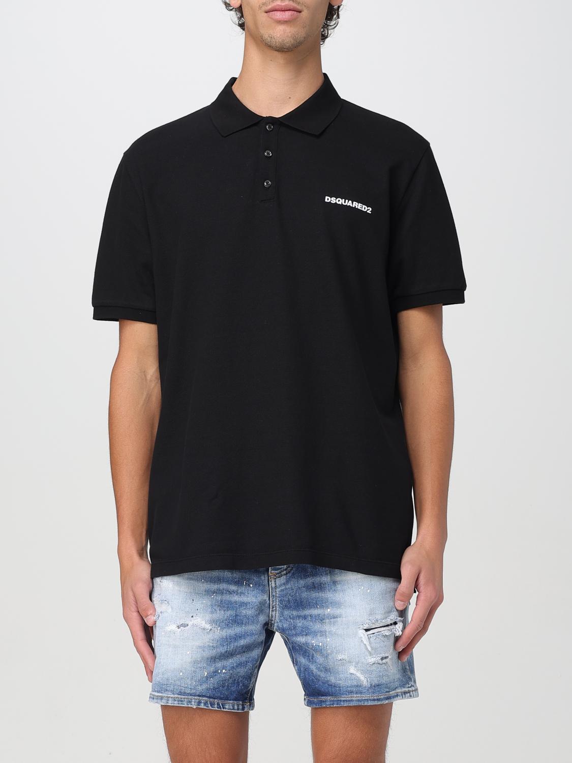 Dsquared2 Black Polo Shirt With Classic Collar And Logo Lettering On The Front In Black