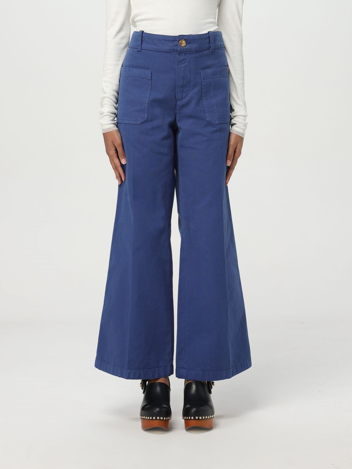 CHLOÉ PANTS CHLOÉ WOMAN COLOR BLUE G84915009