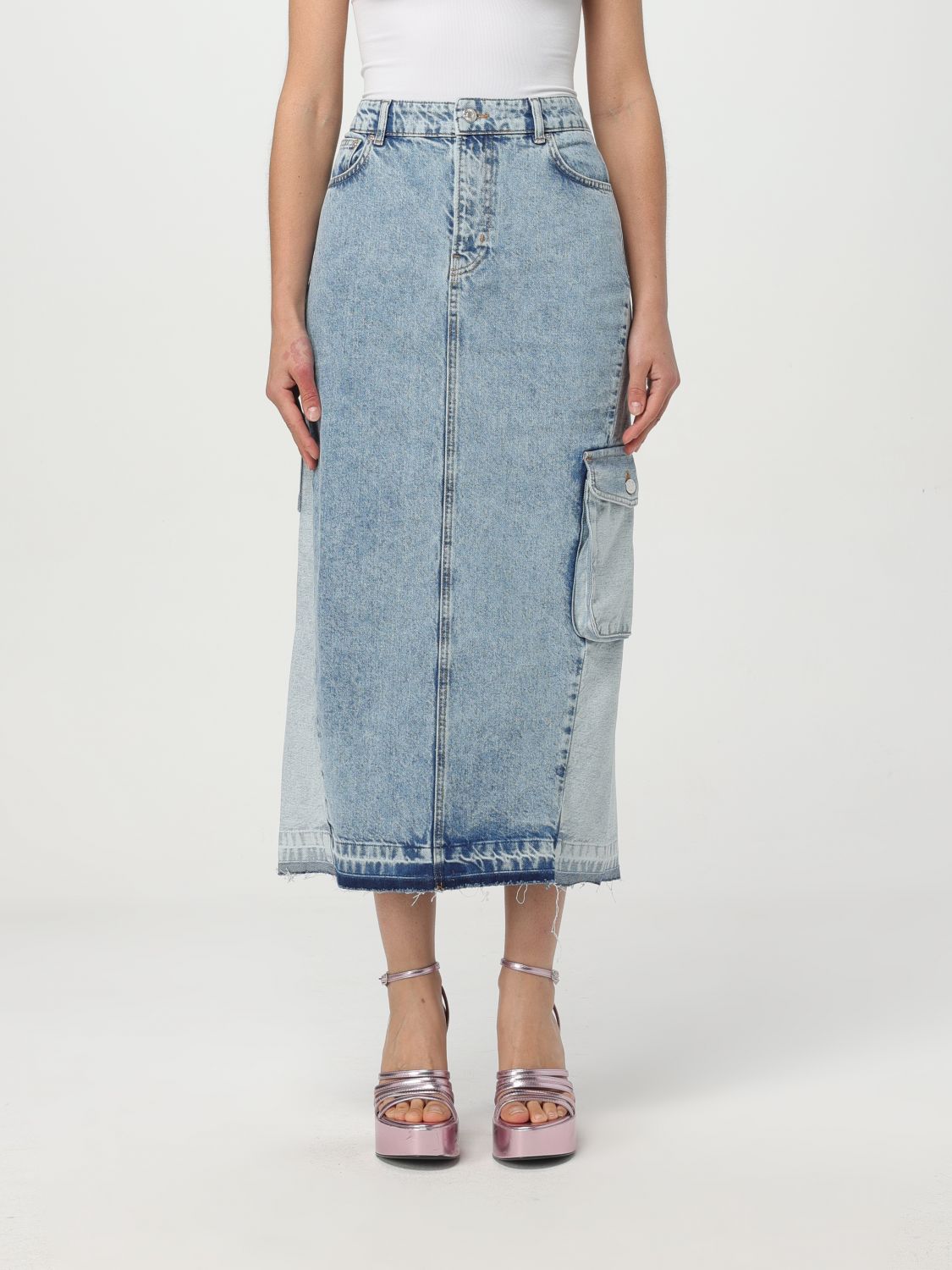 Moschino Jeans Long Skirt In Denim In Denim
