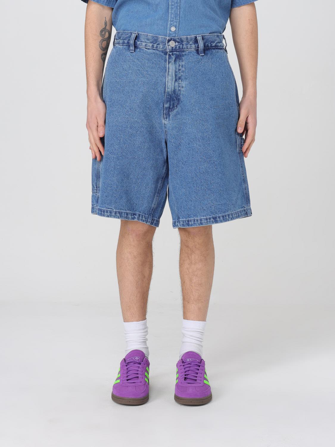 Obey Bigwig Baggy Fit Denim Carpenter Short In Light Indigo, Men's At Urban Outfitters In Indigo