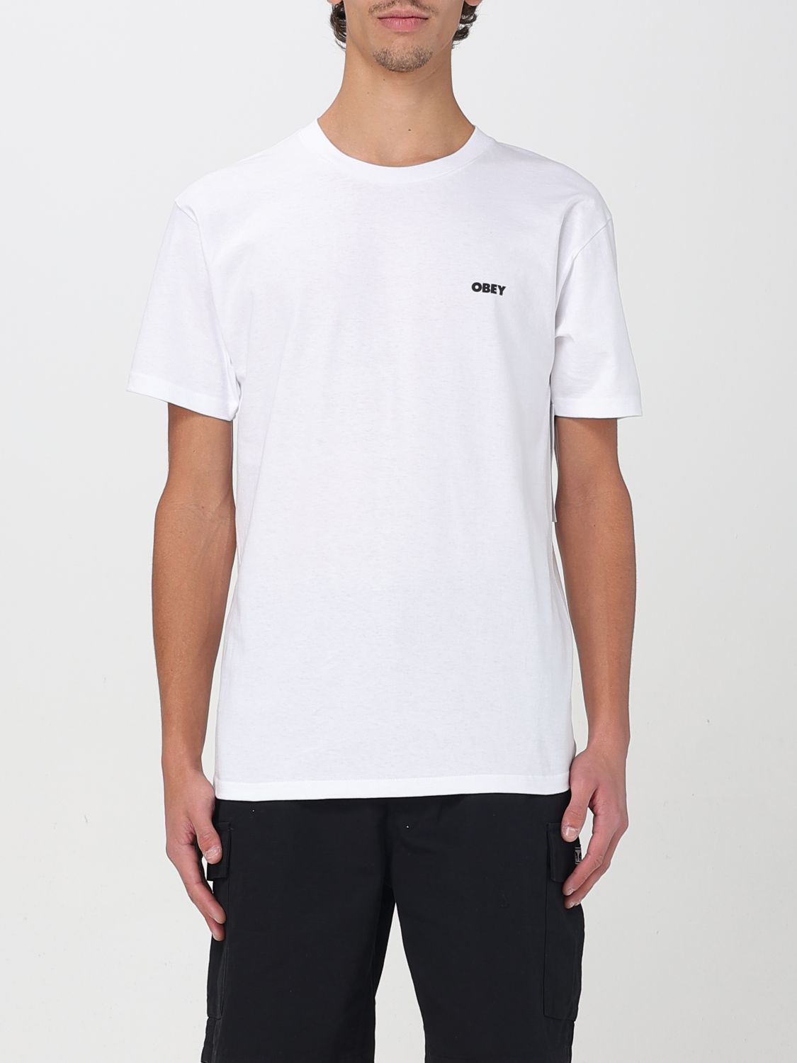 Shop Obey T-shirt Men Color Cream