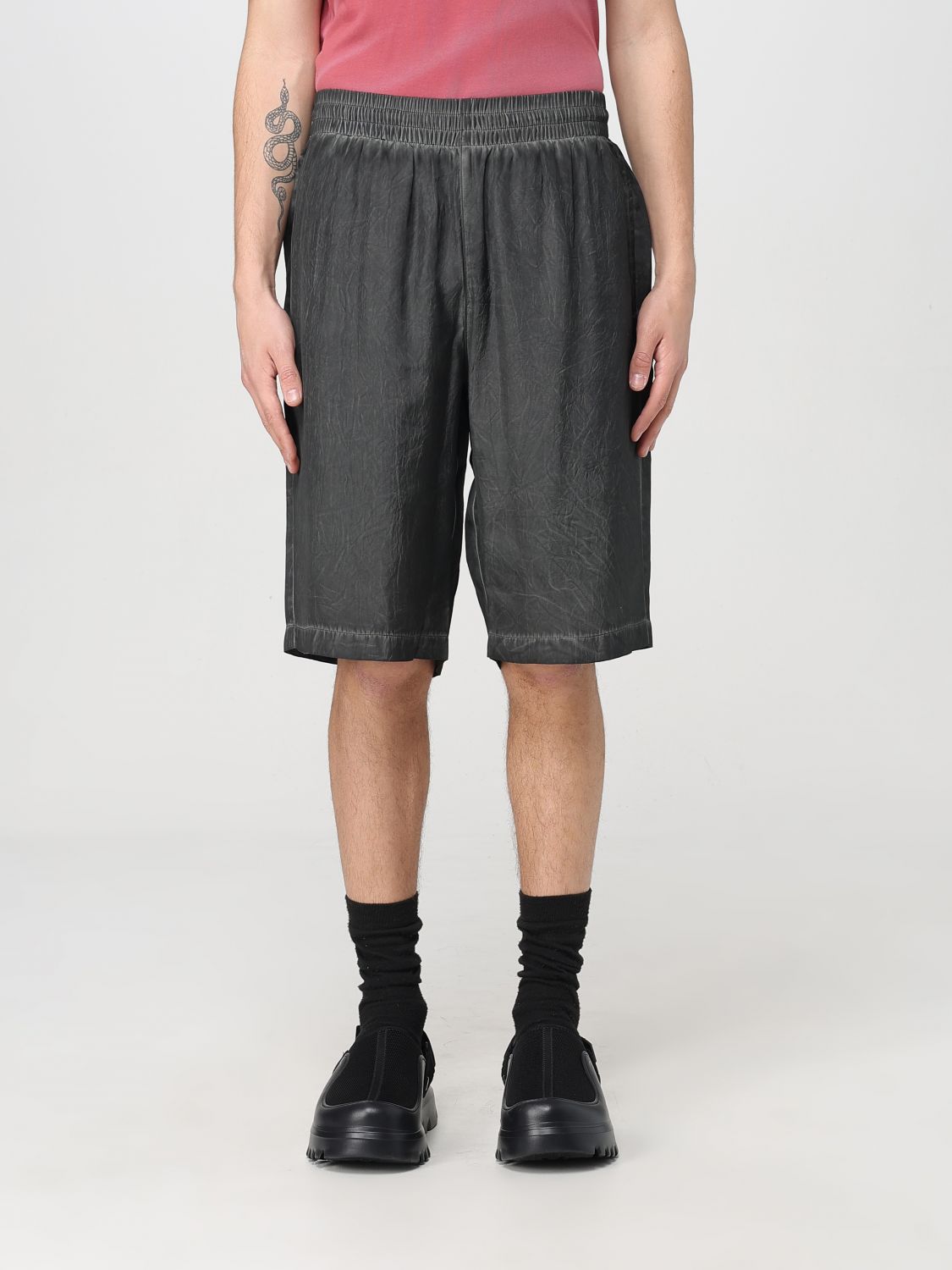Diesel Leon Black Bermuda Pants With Elastic Waist And Two Rear Welt Pockets In Tech Fabric Man