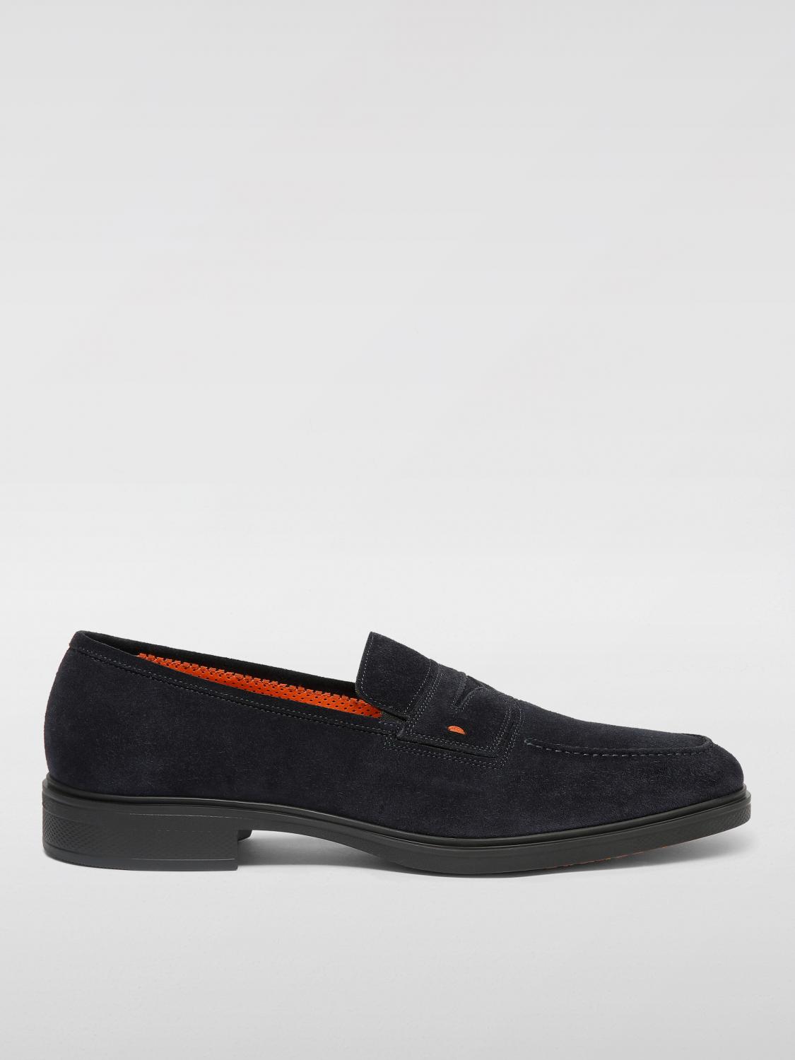 Santoni Men's Blue Suede Easy Loafer In Blue