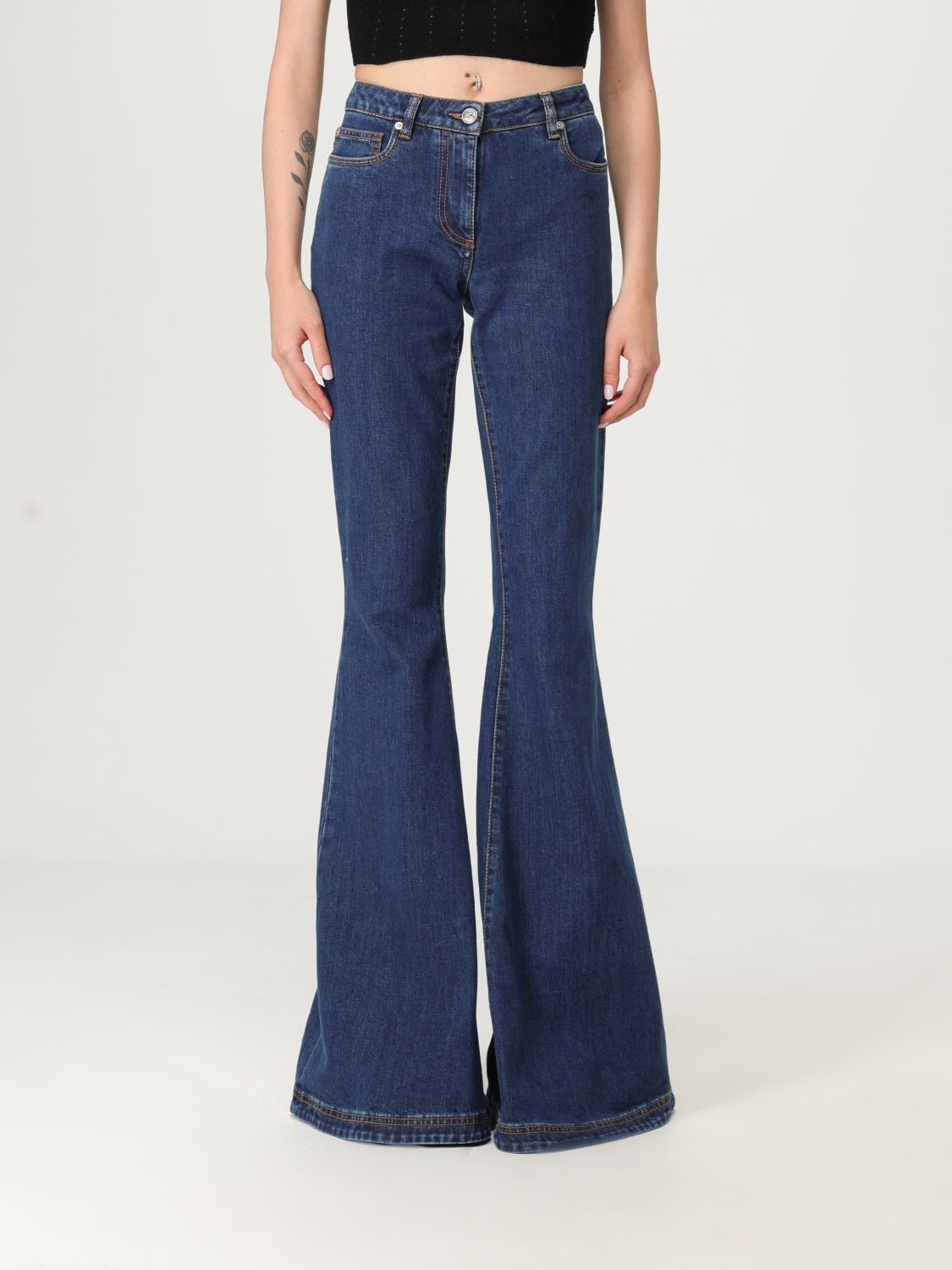 Etro Women Flare Pants In Blue