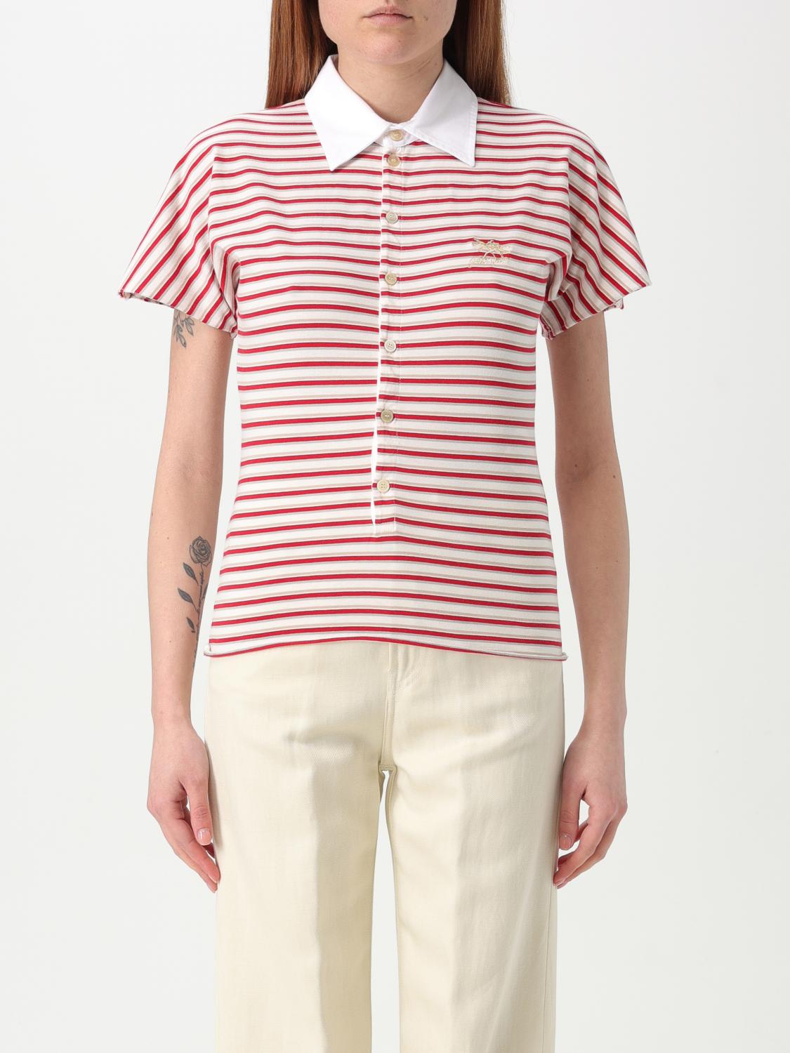 Golden Goose Natalia Slim Fit Striped Cotton Polo Shirt In Ivory