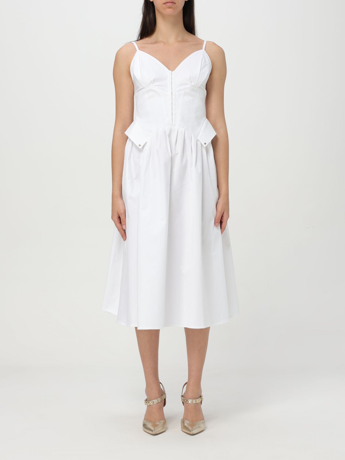 Shop Elisabetta Franchi Dress Woman Color Ivory