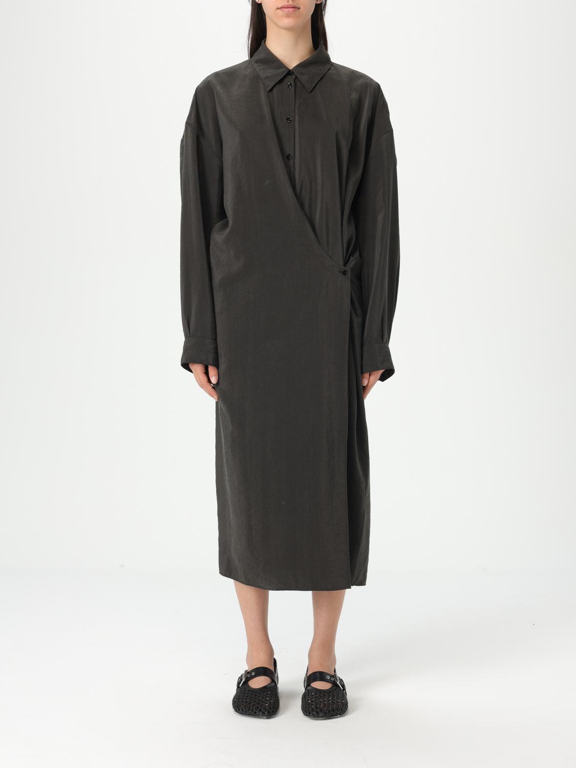 Lemaire Purple Straight Collar Twisted Midi Dress
