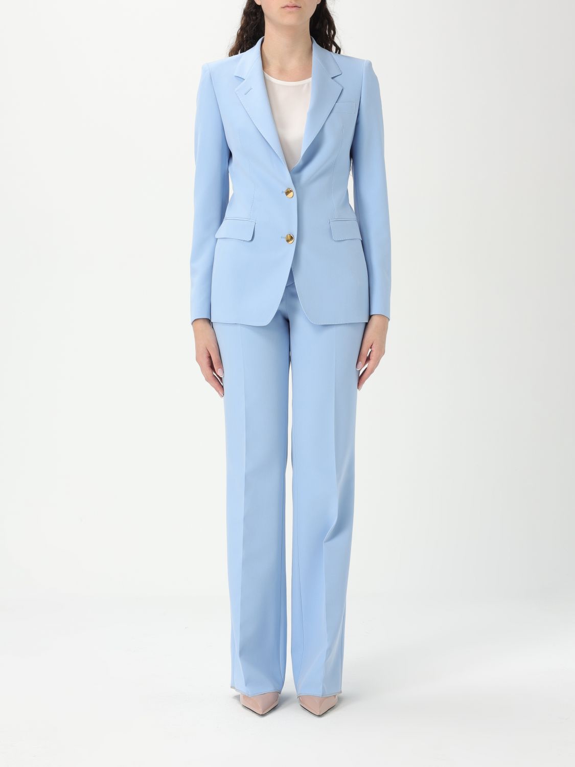 Tagliatore Parisian Flap Pocket Suit With Wide-leg Trousers In Blue