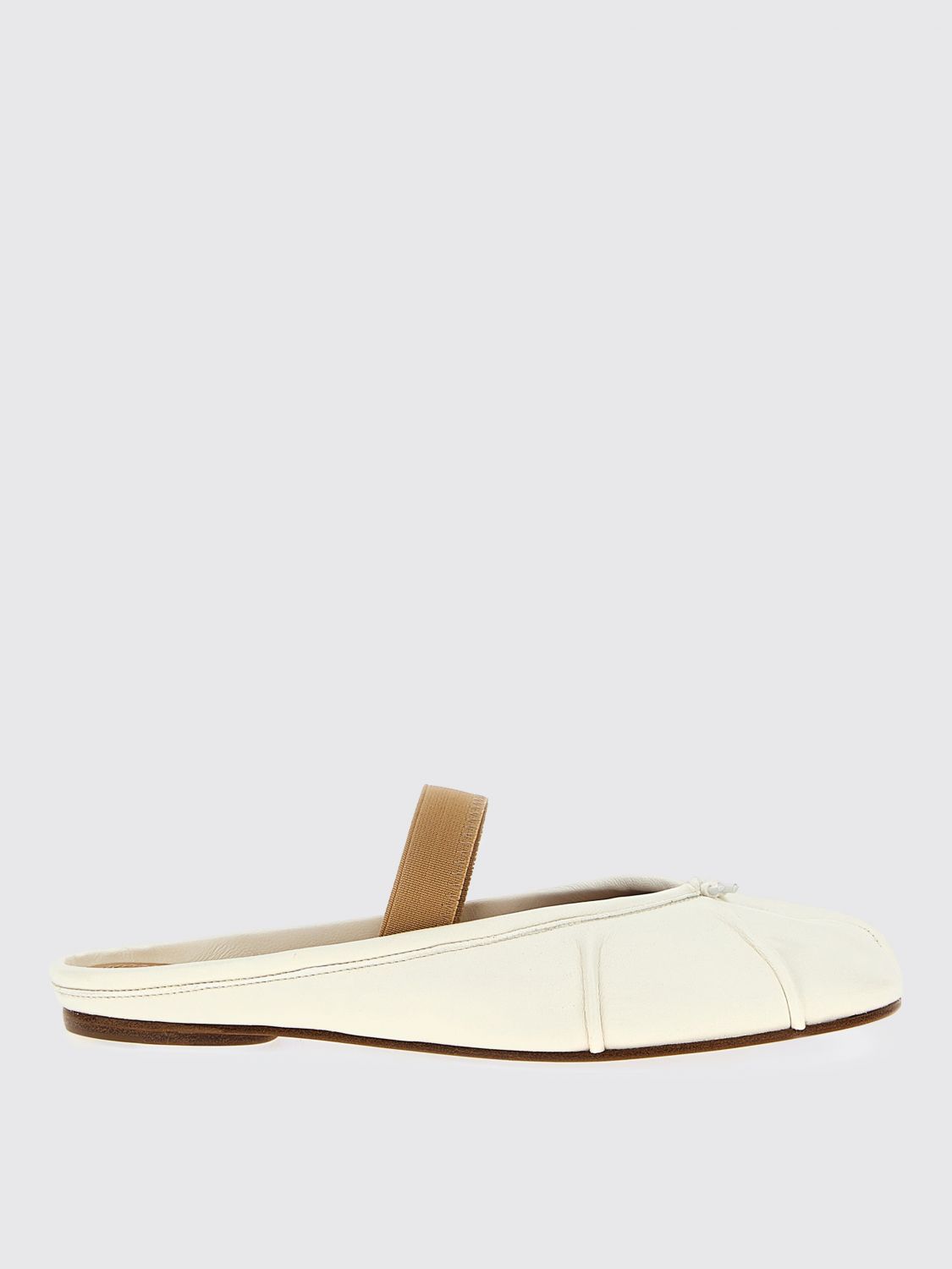 Maison Margiela Ballerina Mule Tabi In White Leather In White