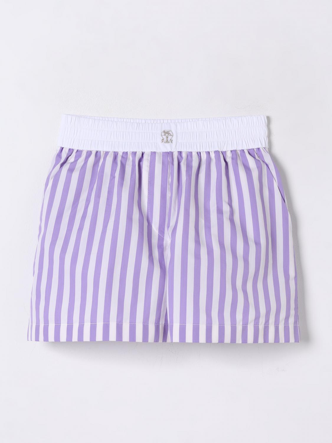Brunello Cucinelli Striped Cotton And Silk Bermuda Shorts In White