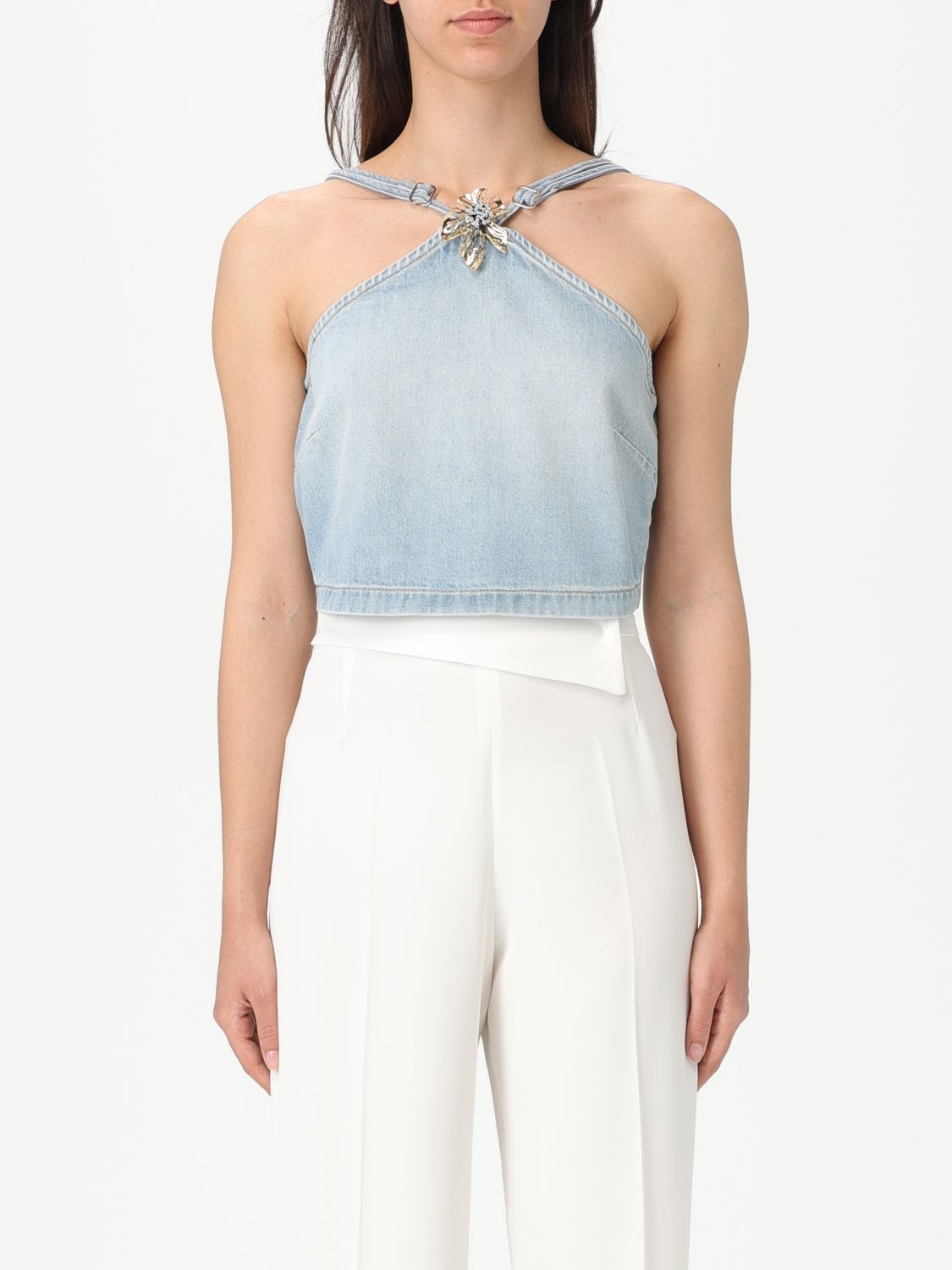 Shop Simona Corsellini Top  Woman Color Denim