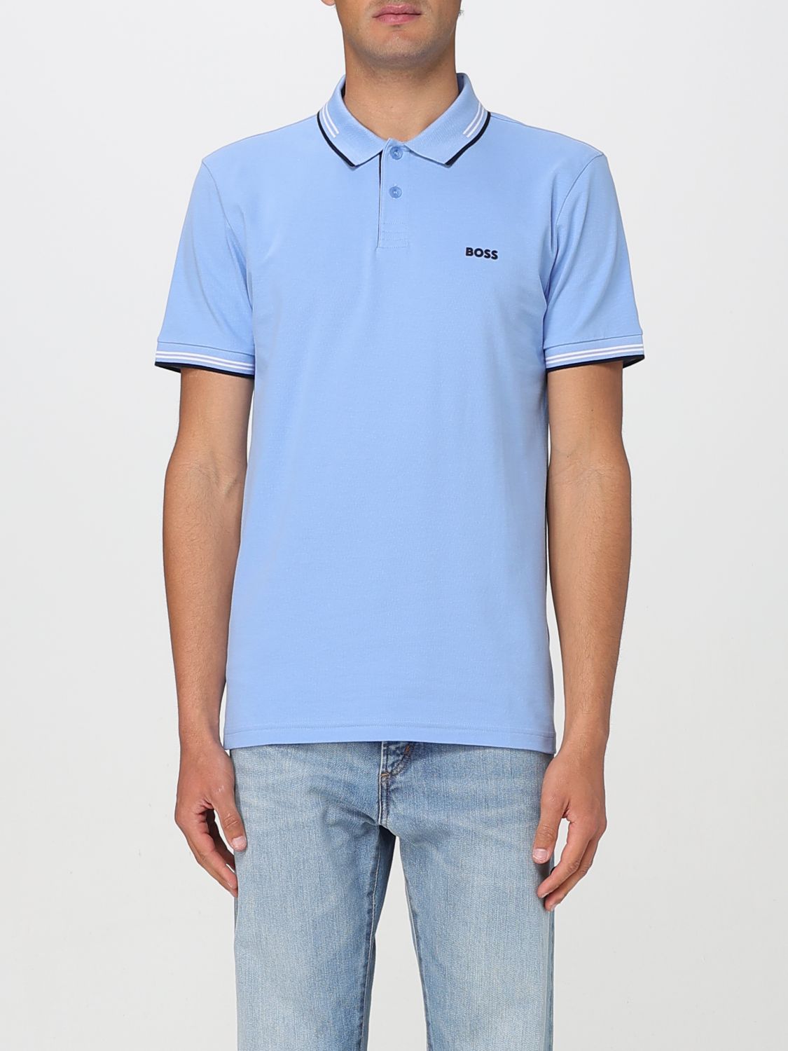 Hugo Boss Boss Slim Fit Stretch Cotton Polo In Gnawed Blue