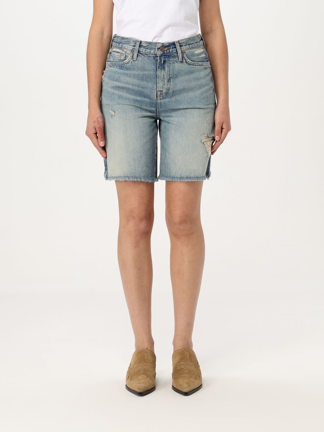 7 For All Mankind Lola Mid-rise Denim Shorts Clothing In Denim