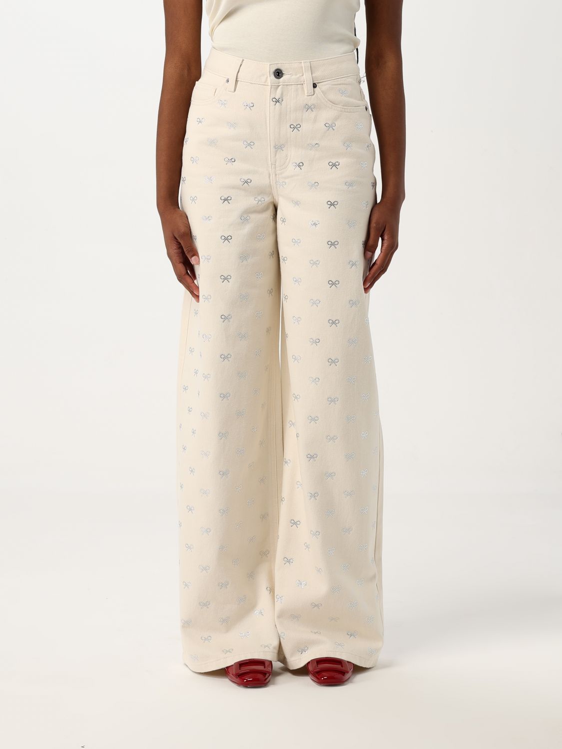 SELF-PORTRAIT JEANS SELF-PORTRAIT WOMAN COLOR YELLOW CREAM G86683090