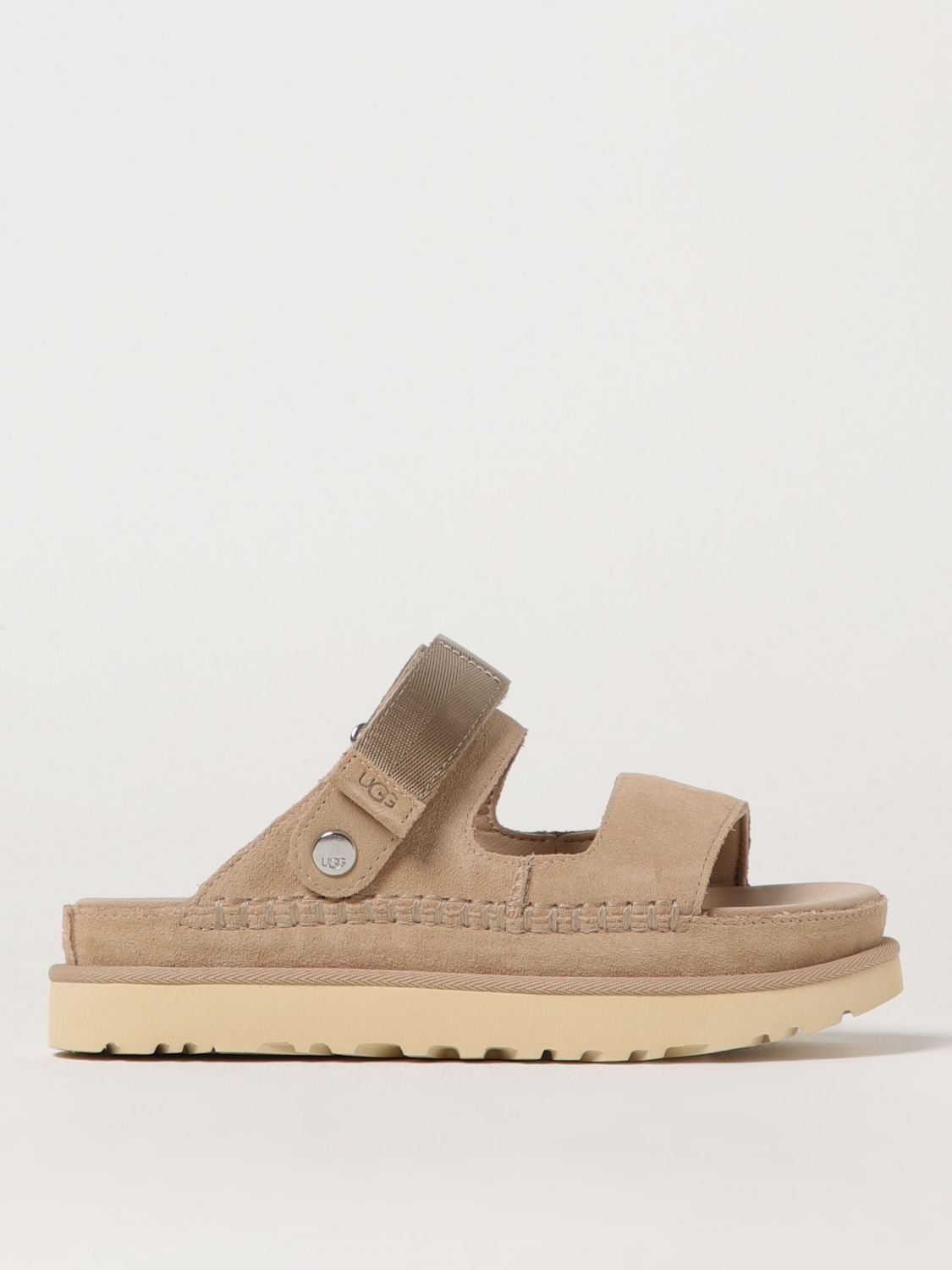 Shop Ugg Flat Sandals Woman Color Sand