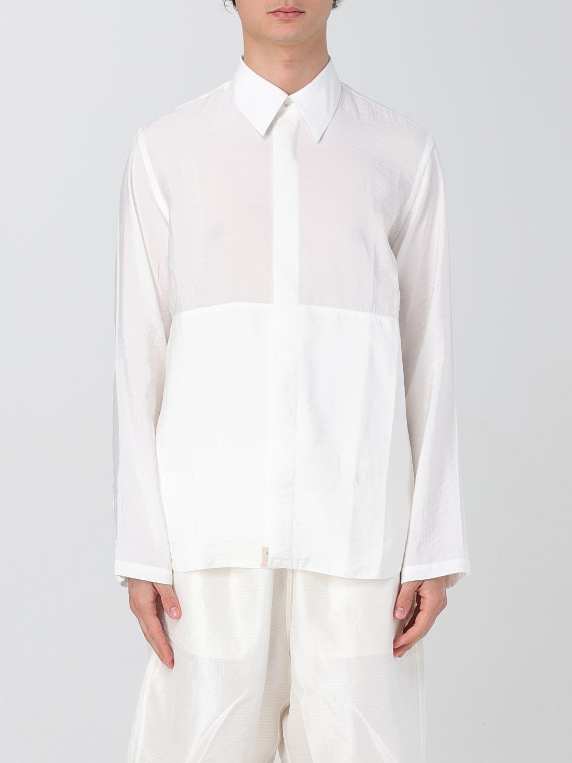 Ranra Off-white Maker Gauze Modal Poly Classic Shirt In White